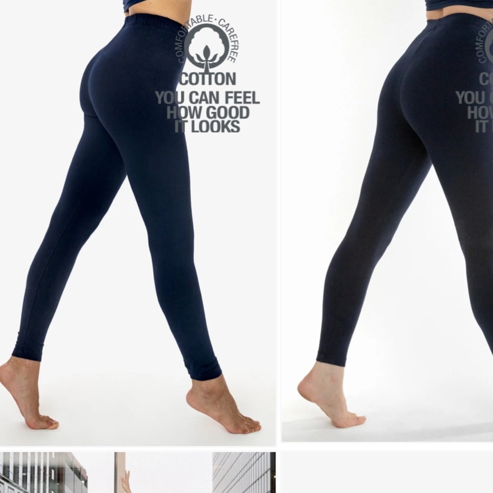 Classic Cotton High-Waist Leggings grey blue